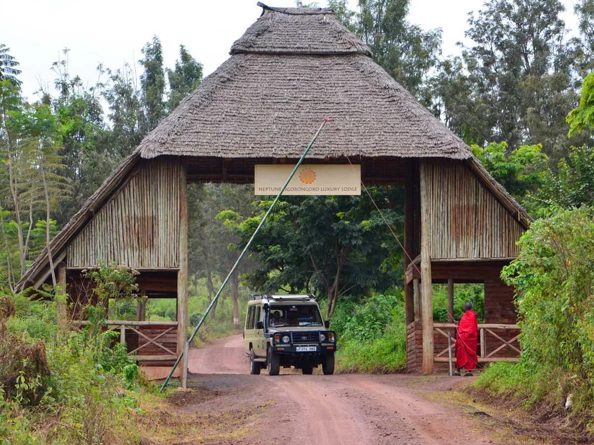 Ngorongoro lodge entrance used to represent the crater-finale access block